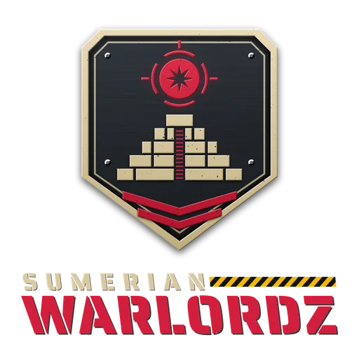 SUMERIAN WARLORDZ logo: ziggurat shield emblem with the SUMERIAN WARLORDZ wordmark